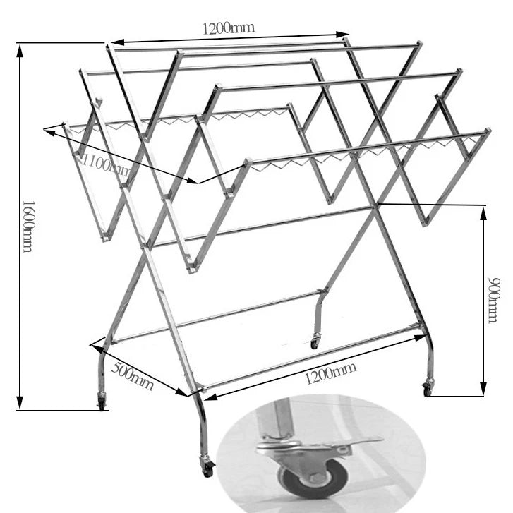 Stainless Steel Clothes Rack Foldable Clothes Hanger Clothing Drying Rack