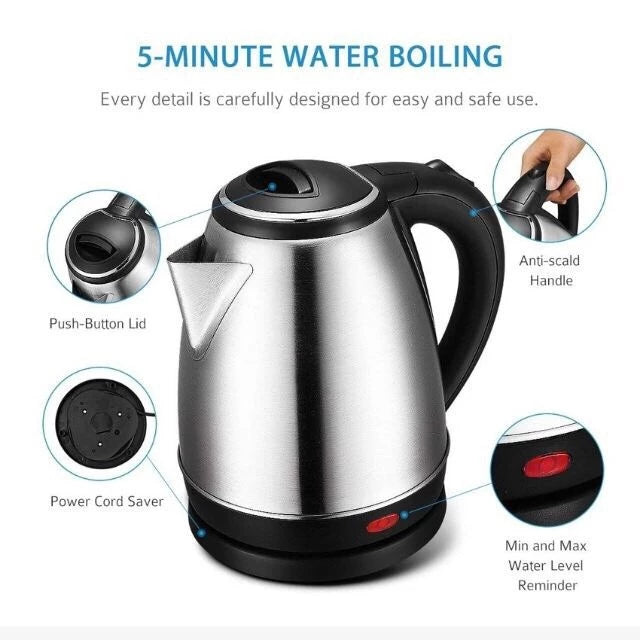 Fast Boiling Electric Kettle Stainless Steel Easy and Convenient to Use Household Heater 1.8L