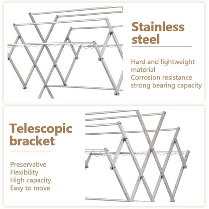 Stainless Steel Clothes Rack Foldable Clothes Hanger Clothing Drying Rack